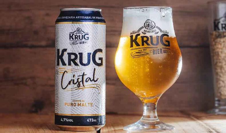 Krug Cristal é a nova cerveja da Krug Bier(foto: João Couto) Krug Cristal de lata